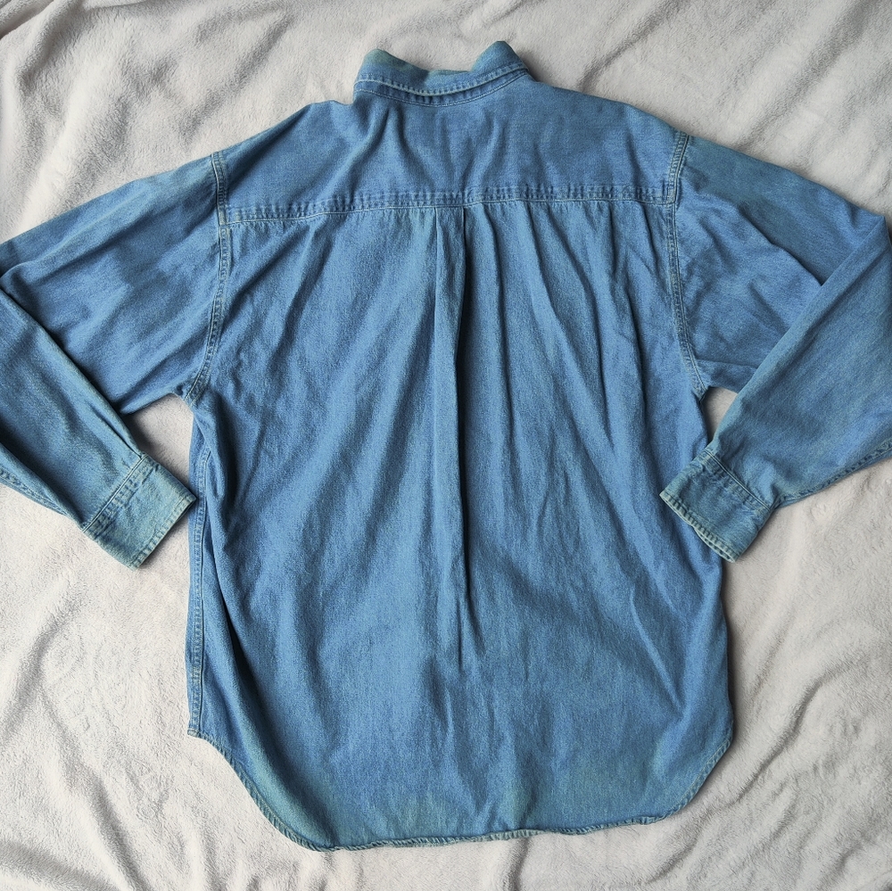 VTG Big Sur International Marathon Mens L Denim Shirt Button Down Embroidered - Picture 9 of 13